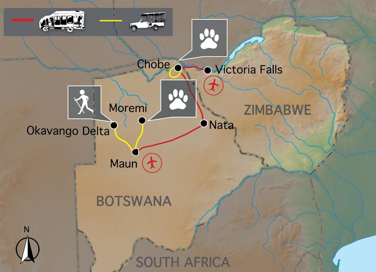 Sunway Safaris Botswana Wild Parks Map