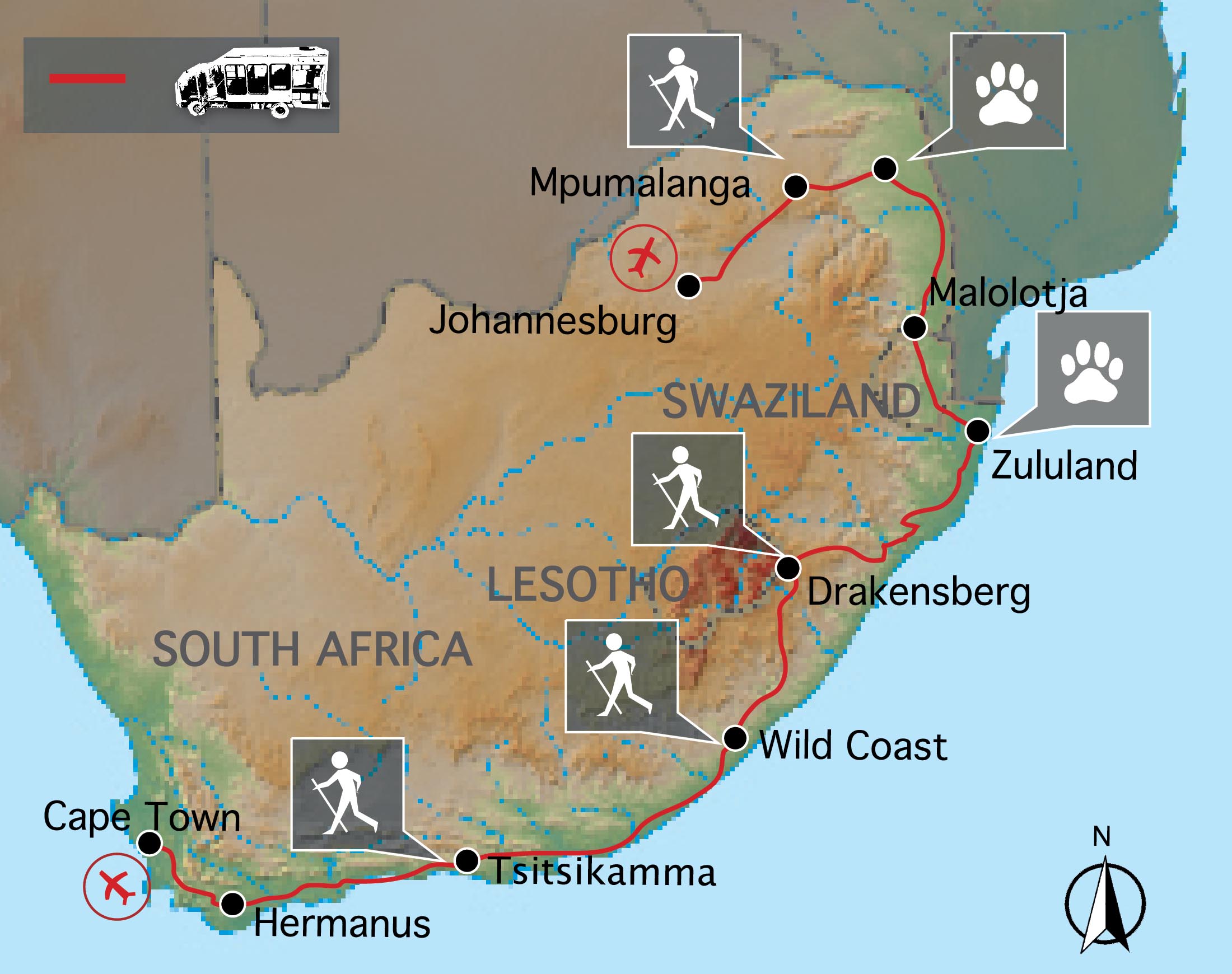 Sunway Safaris Rainbow Route map
